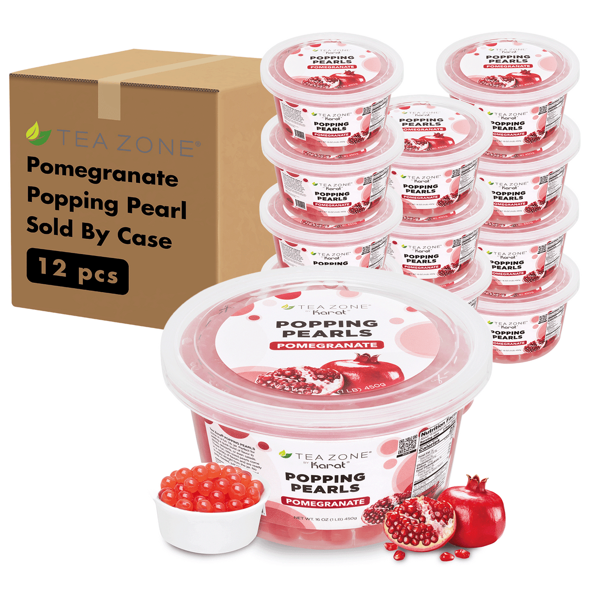 [12 Jars] Pomegranate Popping Pearls (1 lb each)