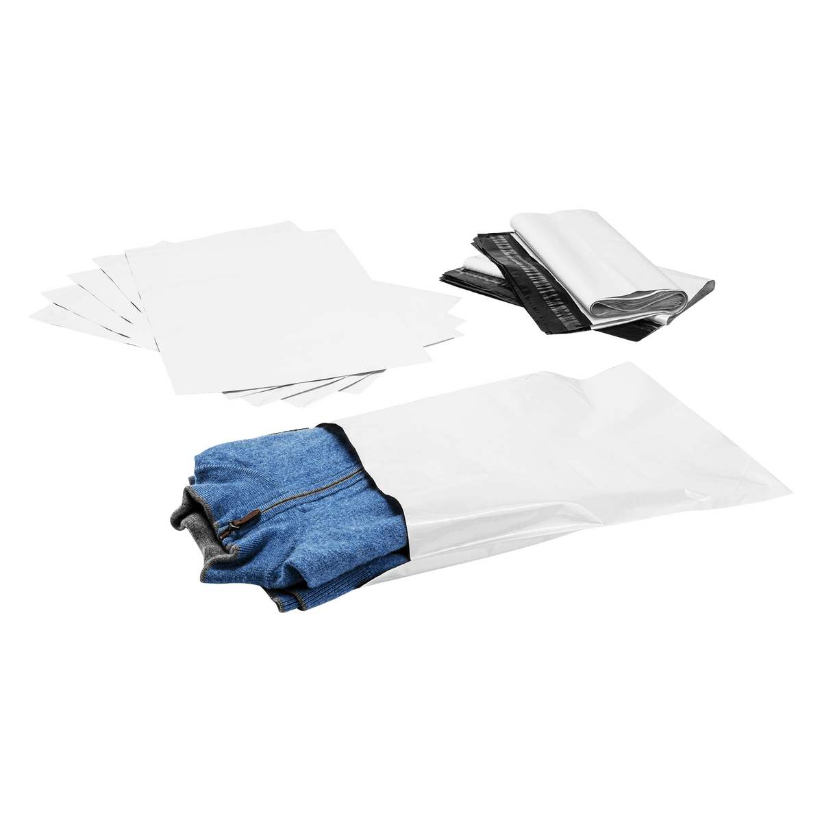 [500 ct] 11''x15'' Poly Mailers with Tamper-Evident Adhesive Closure, White