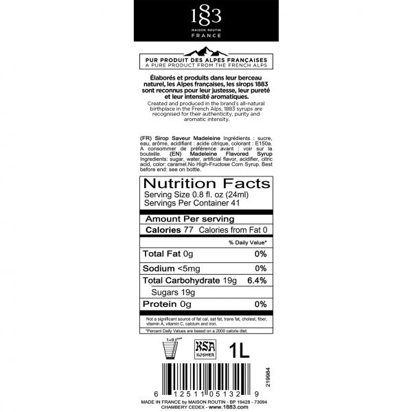 1883 Maison Routin French Madeleine Syrup - Bottle (1L)