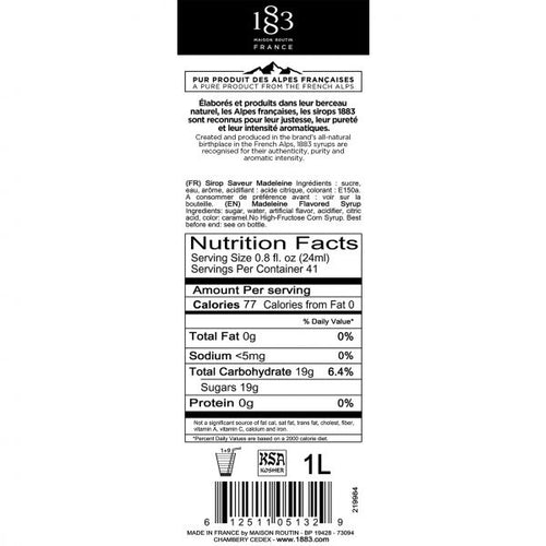 1883 Maison Routin French Madeleine Syrup - Bottle (1L)