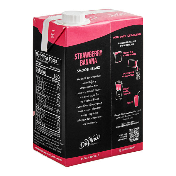 DaVinci Gourmet Strawberry Banana Real Fruit Smoothie - Carton (48oz)