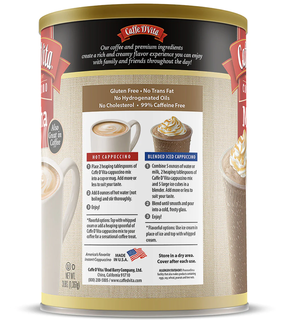 Caffe D'Vita Mocha Cappuccino - Can (3.0lb)