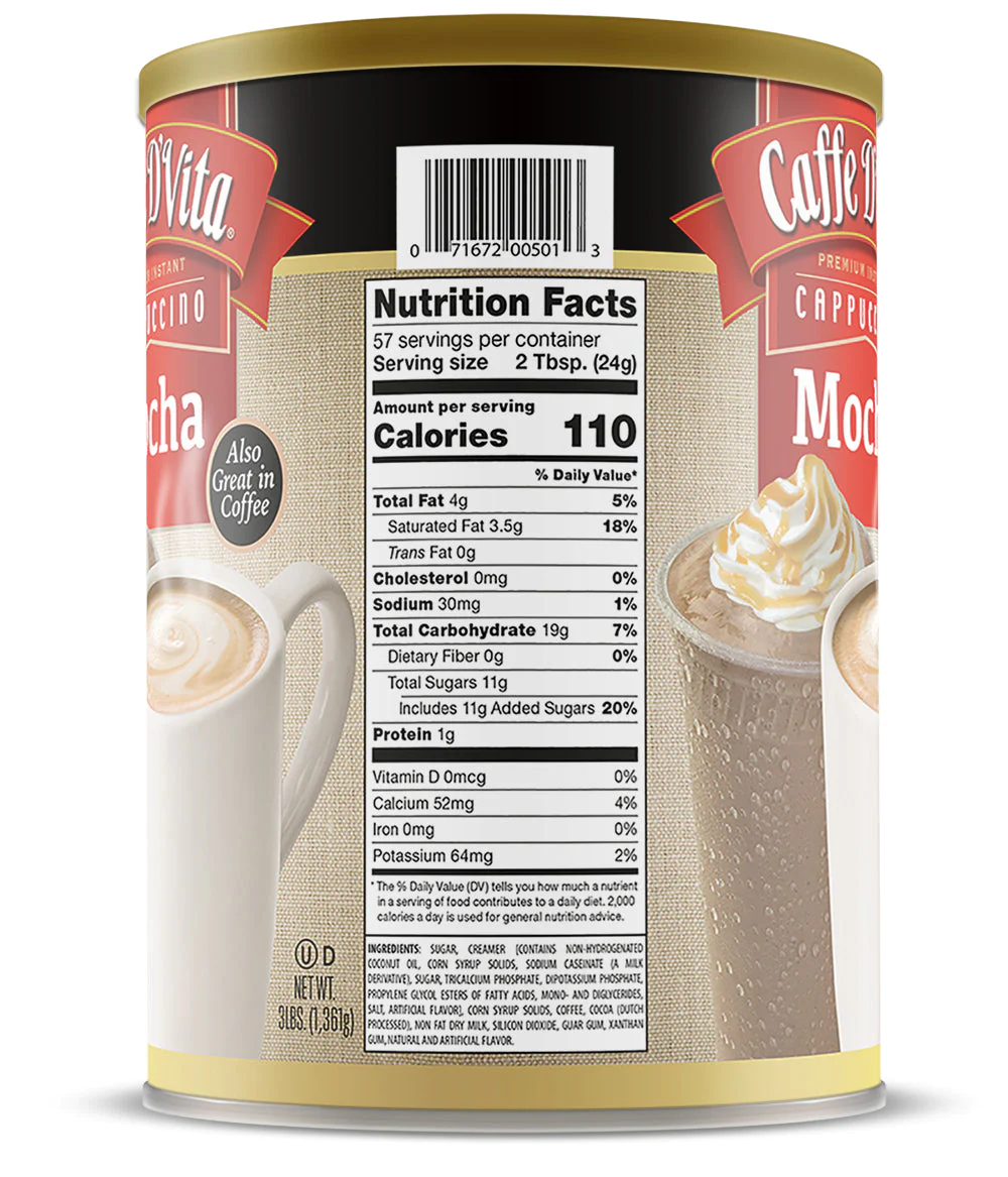 Caffe D'Vita Mocha Cappuccino - Can (3.0lb)
