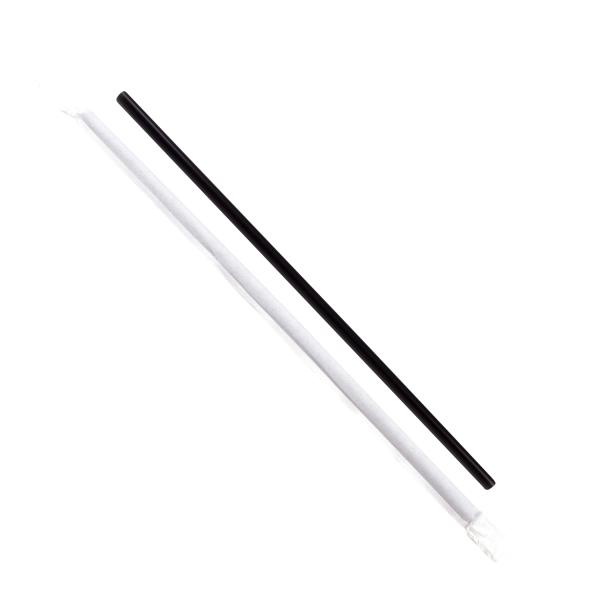 [12,000 ct] Jumbo Straws | Individually Wrapped | Black (0.2" x 7.75")
