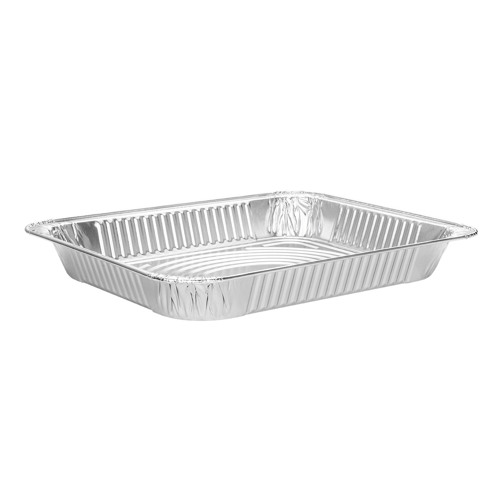 [100 ct] Half Size Heavy-Duty Aluminum Foil Steam Table Pan, Shallow Depth
