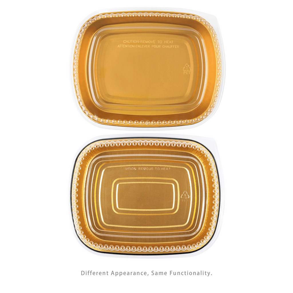 [50 sets] 48 oz Black and Gold Aluminum Pans with PET Dome Lids