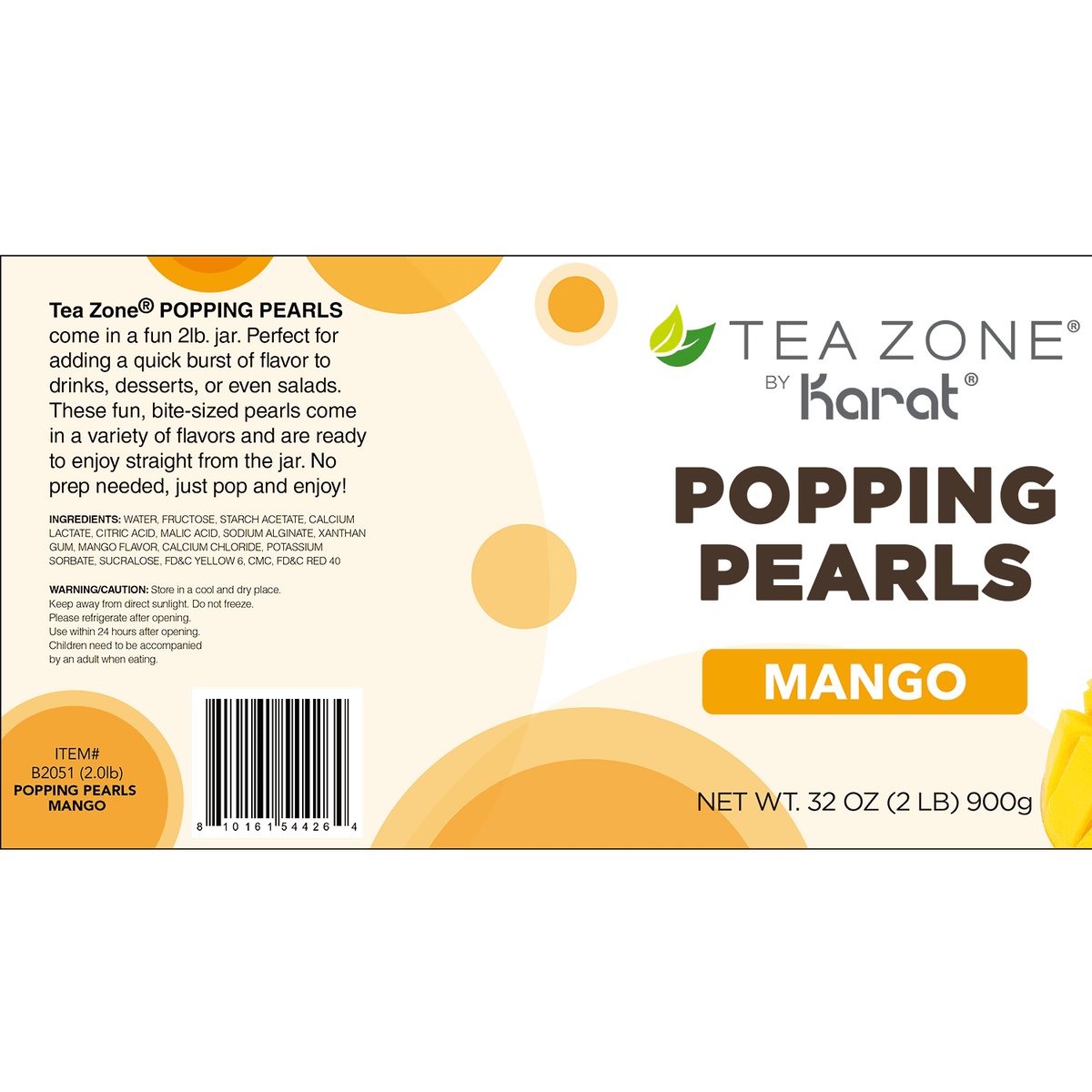 Mango Popping Pearls - Jar (2 lb)