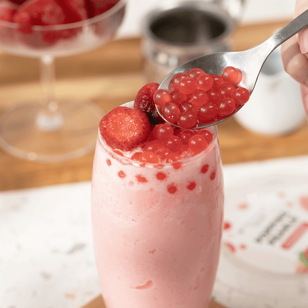 [12 Jars] Strawberry Popping Pearls (1 lb each)