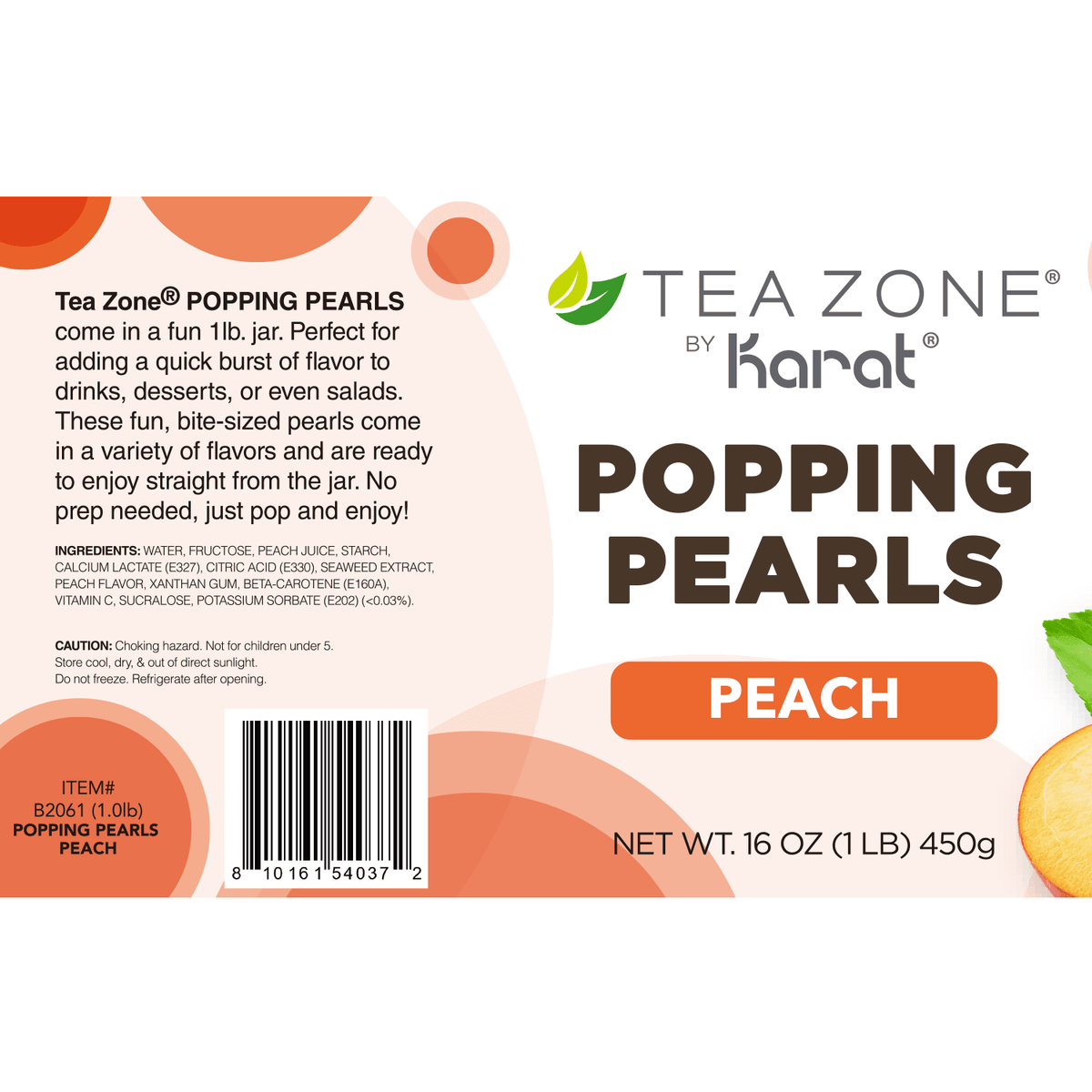 [12 Jars] Peach Popping Pearls (1 lb each)