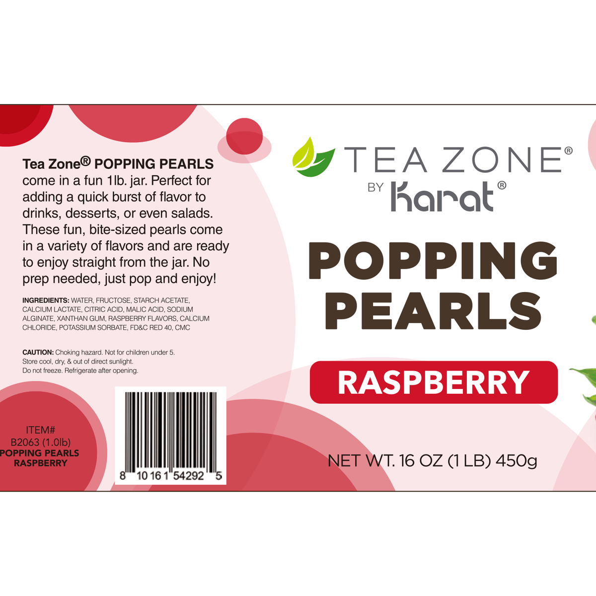 Raspberry Popping Pearls - Jar (1 lb)
