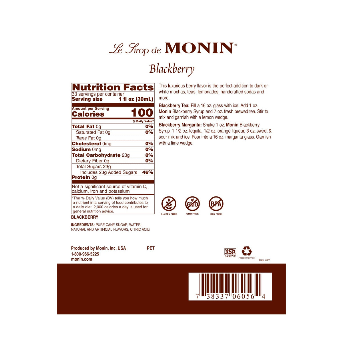 Monin Blackberry Syrup - Bottle (1L)