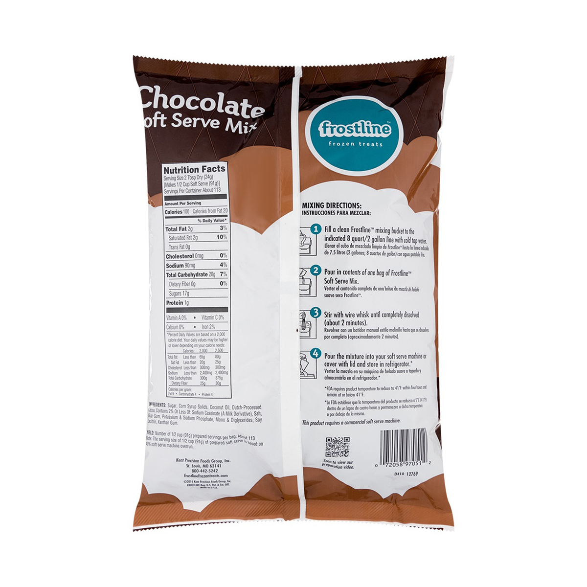 Frostline Chocolate Soft Serve Mix - Bag (6 lbs)