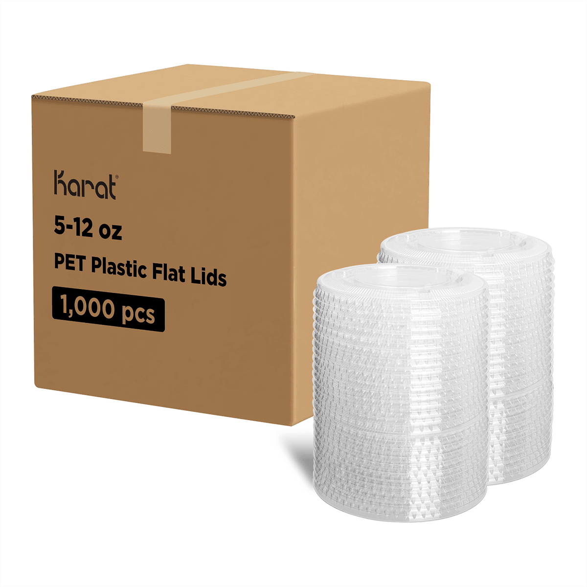 [1,000 ct] Plastic Cup Lids | No Hole | PET | 92 mm | Clear