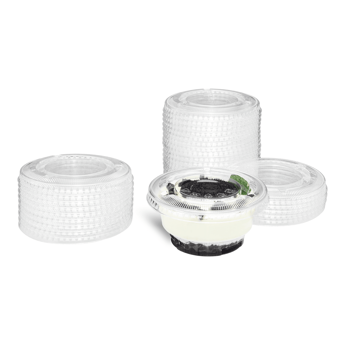 [1,000 ct] Plastic Cup Lids | No Hole | PET | 92 mm | Clear