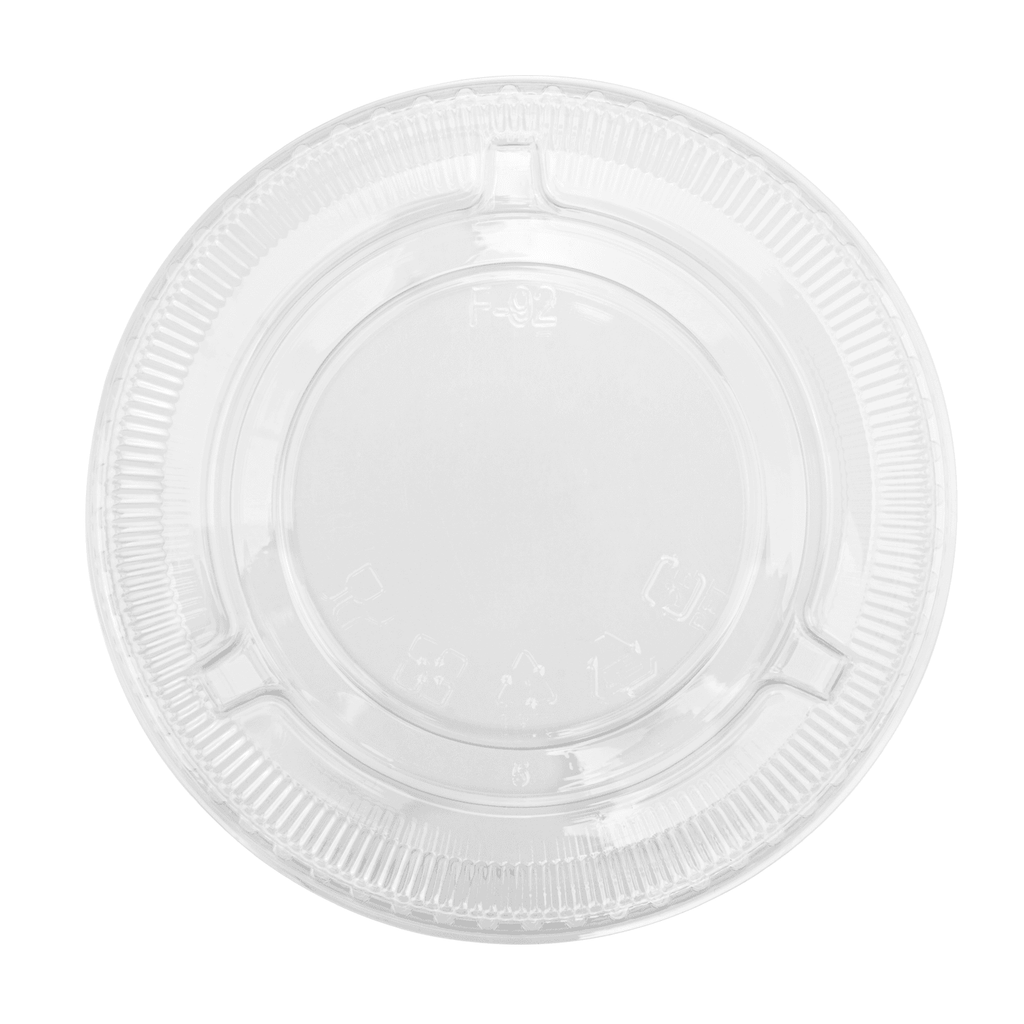 [1,000 ct] Plastic Cup Lids | No Hole | PET | 92 mm | Clear