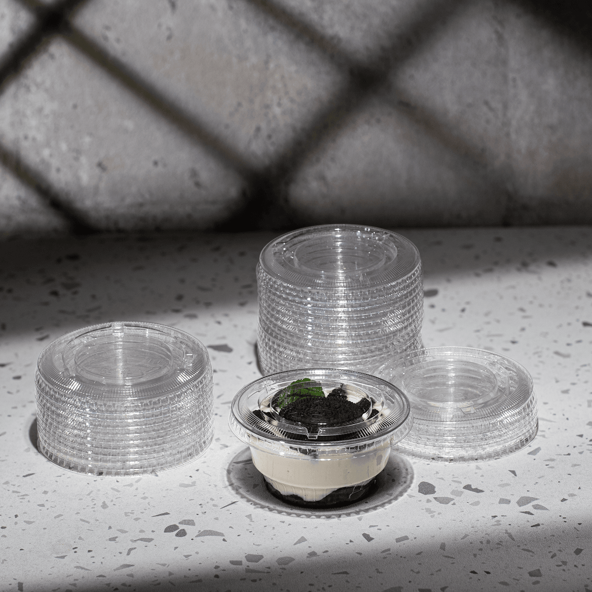 [1,000 ct] Plastic Cup Lids | No Hole | PET | 92 mm | Clear