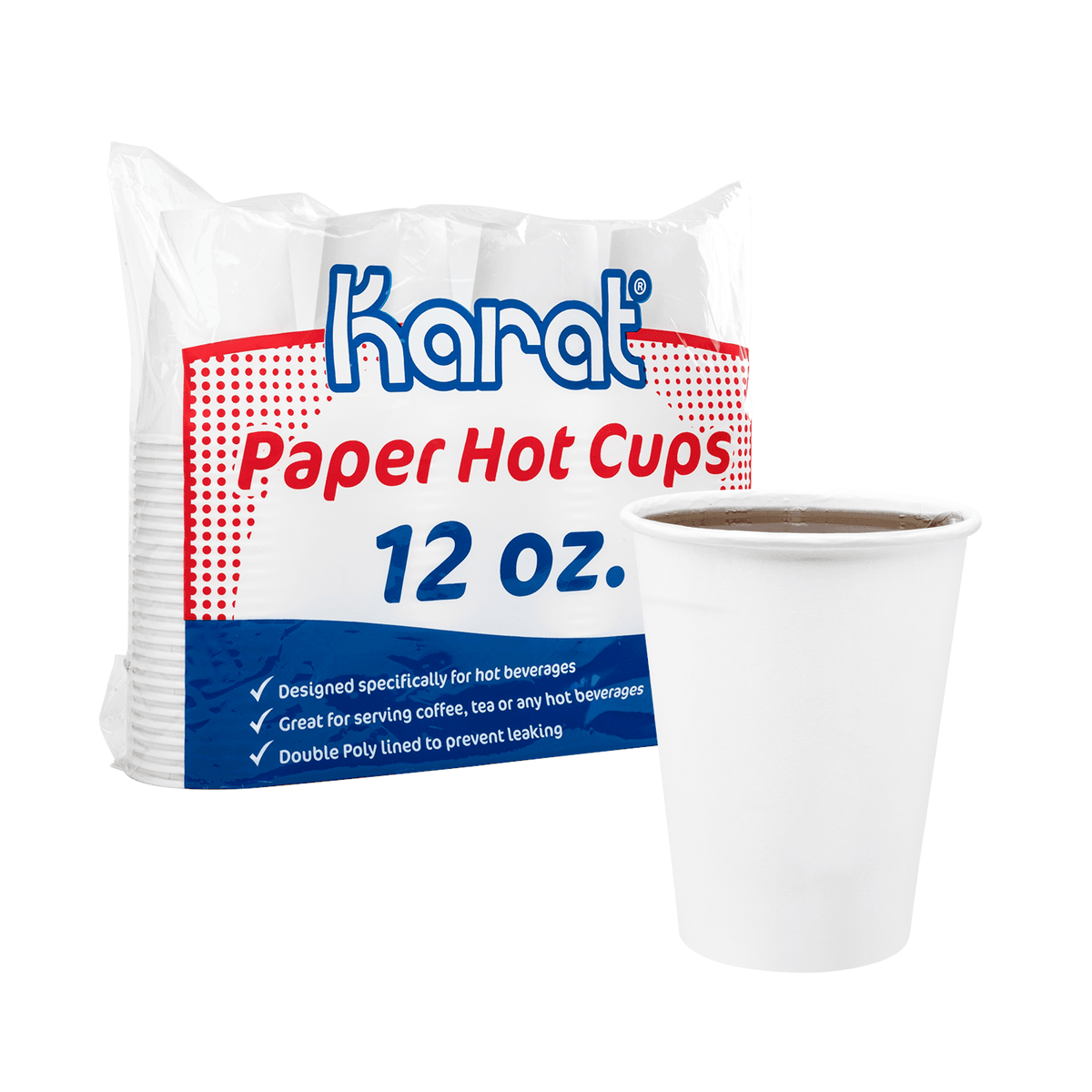 [300 ct] 12 oz Paper Coffee Cups | White | 90 mm