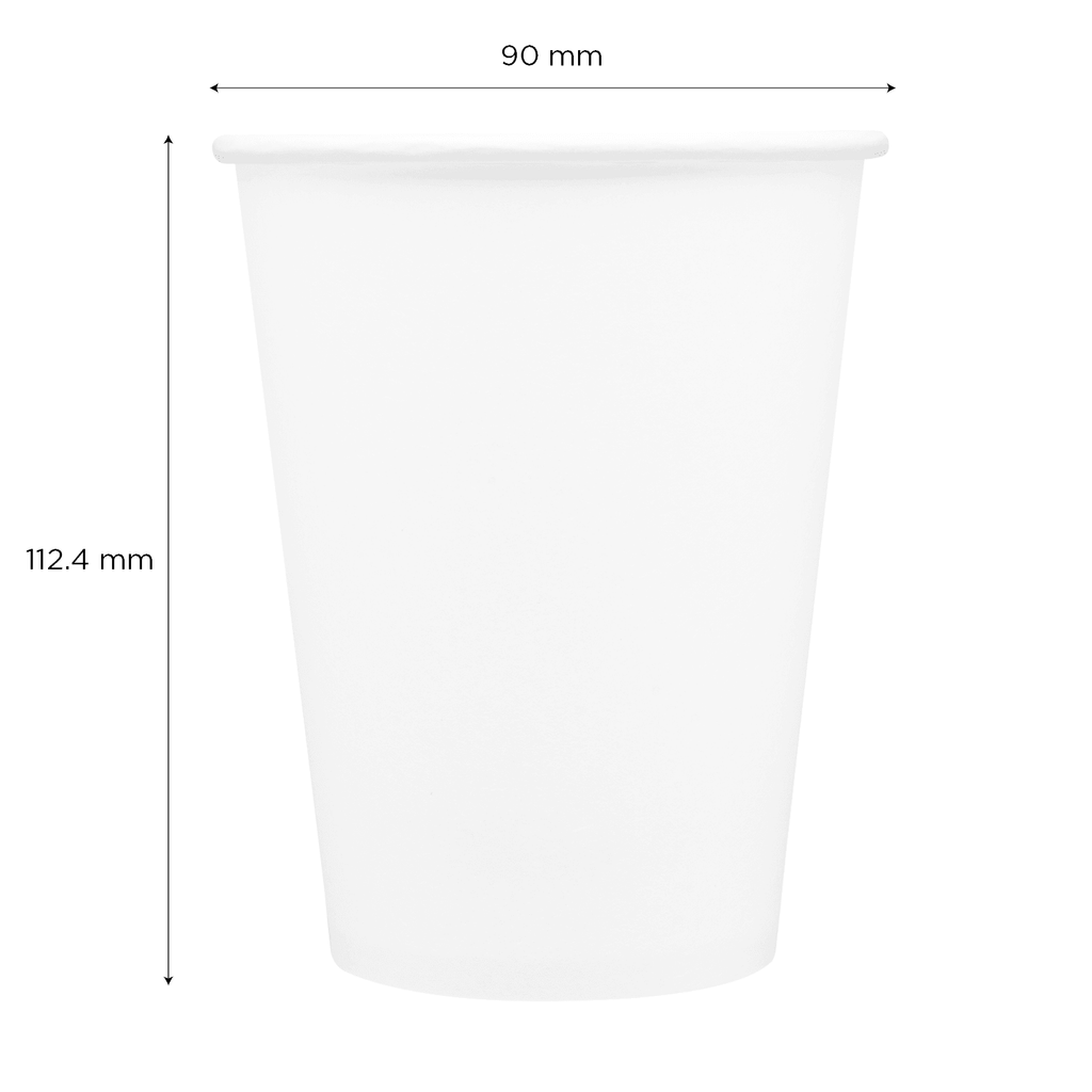 [300 ct] 12 oz Paper Coffee Cups | White | 90 mm