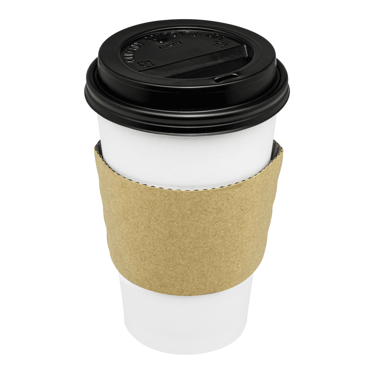 [250 sets] 16 oz White Paper Coffee Cups with Black PP Sipper Lids & Cup Jackets