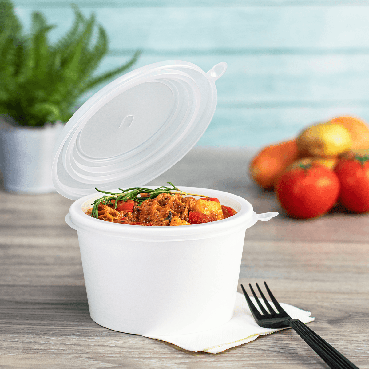 [300 ct] 16 oz PP Hinged Inserts for 24-32 oz Paper Food Containers (142 mm)