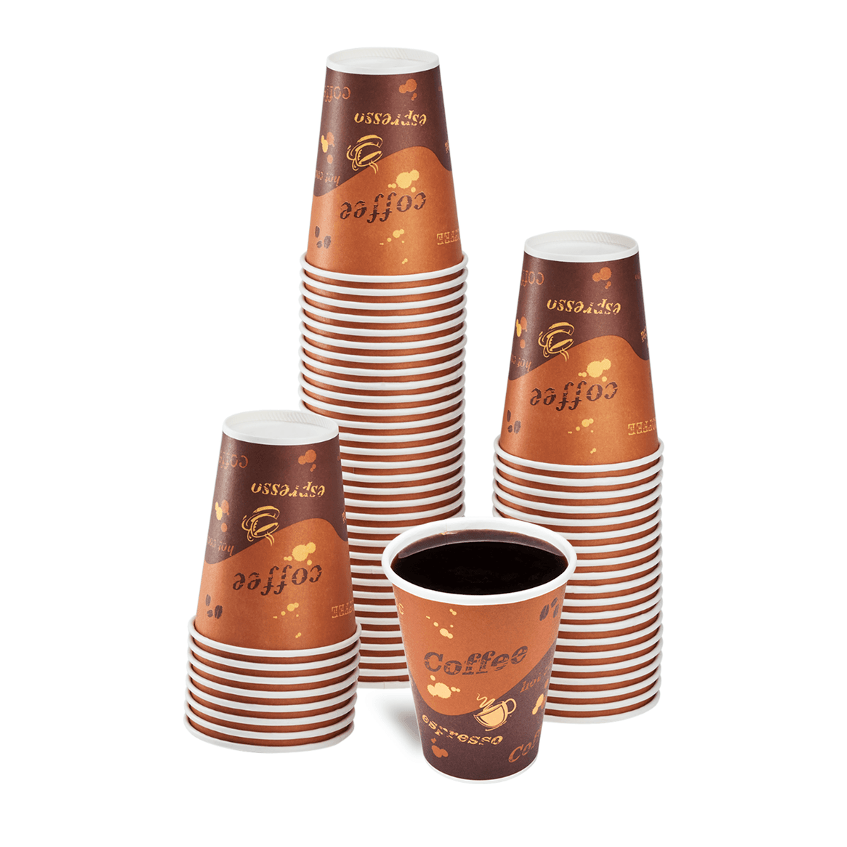 [1,000 ct] 8 oz Paper Coffee Cups | Coffee Print | 80 mm