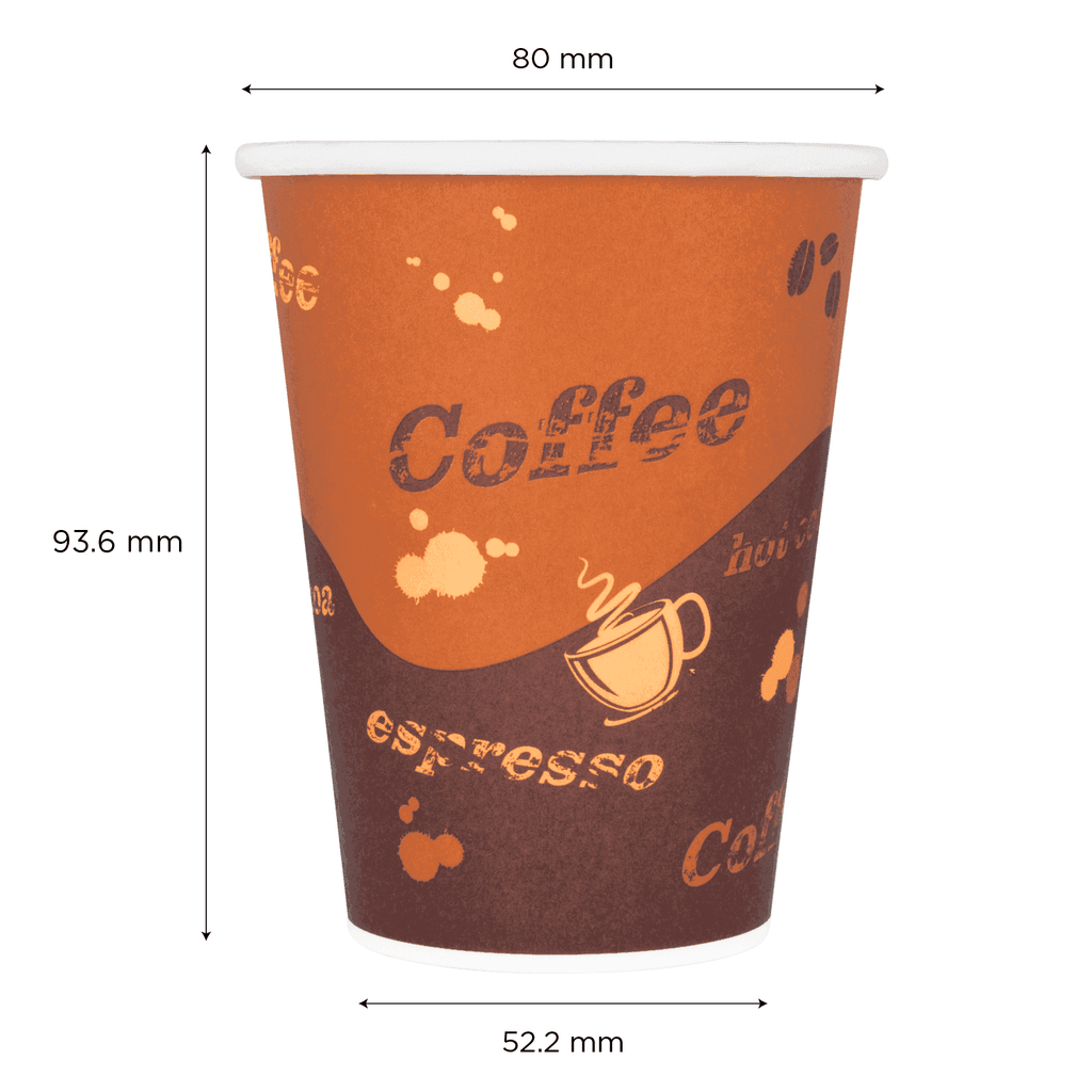 [1,000 ct] 8 oz Paper Coffee Cups | Coffee Print | 80 mm