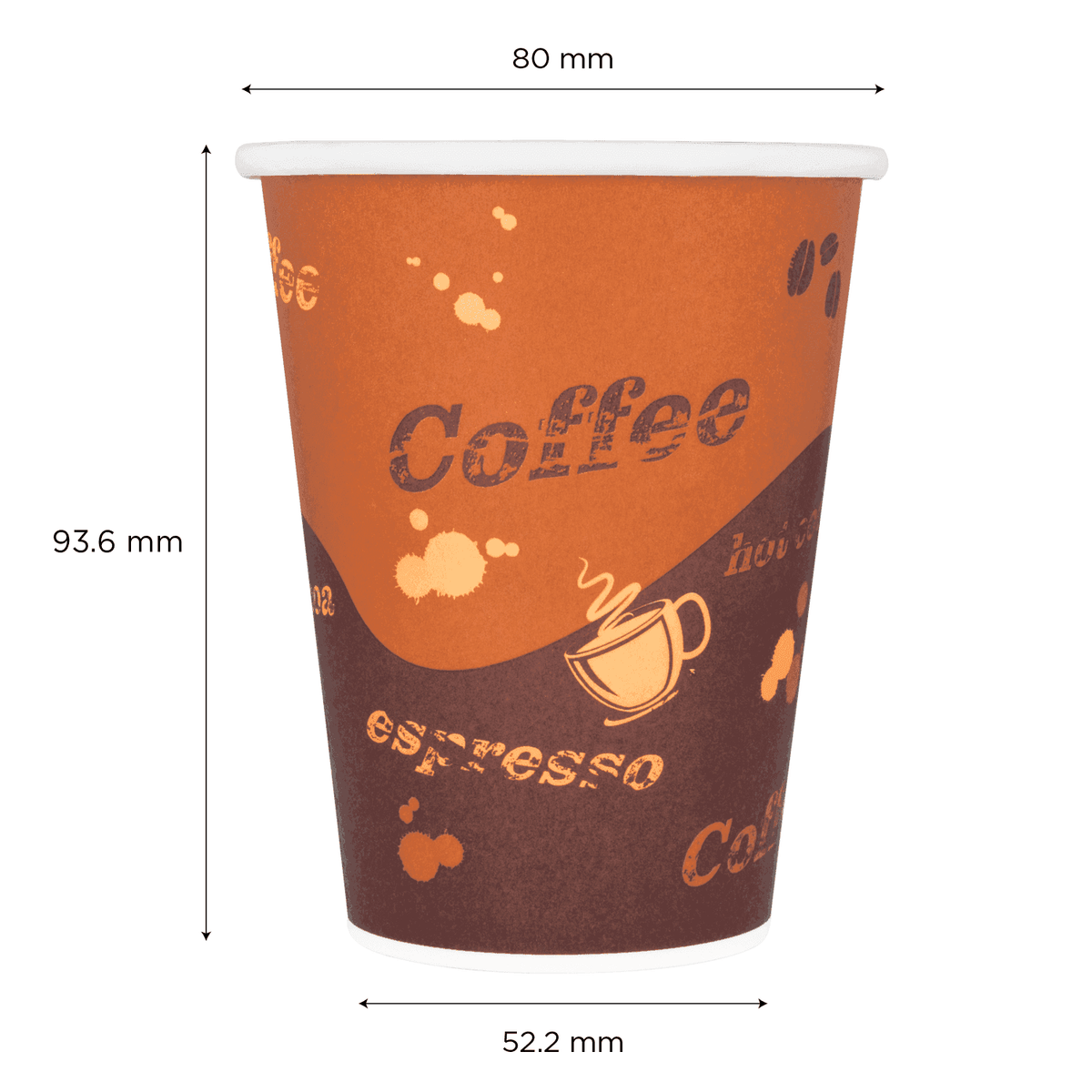 [1,000 ct] 8 oz Paper Coffee Cups | Coffee Print | 80 mm