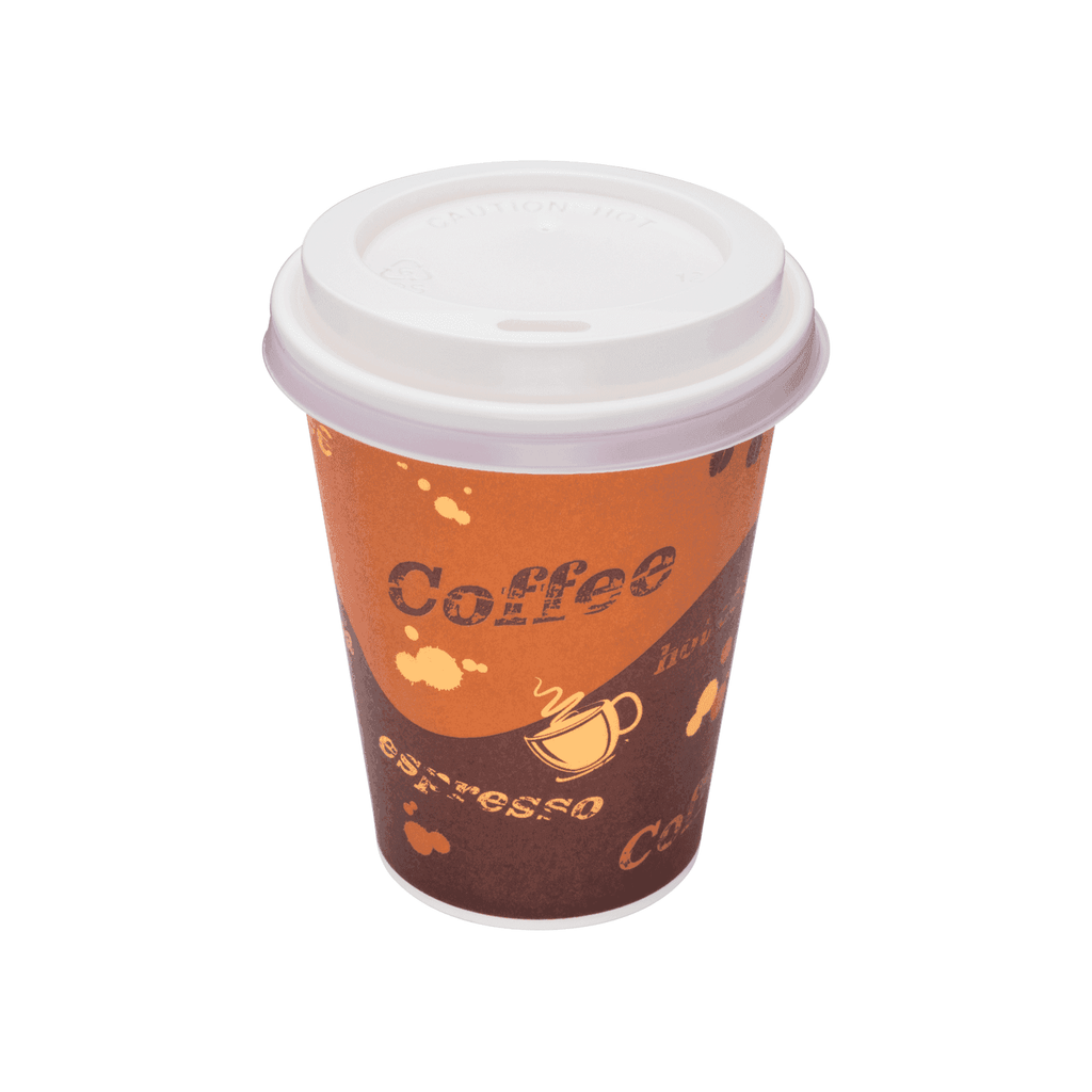 [1,000 ct] 8 oz Paper Coffee Cups | Coffee Print | 80 mm