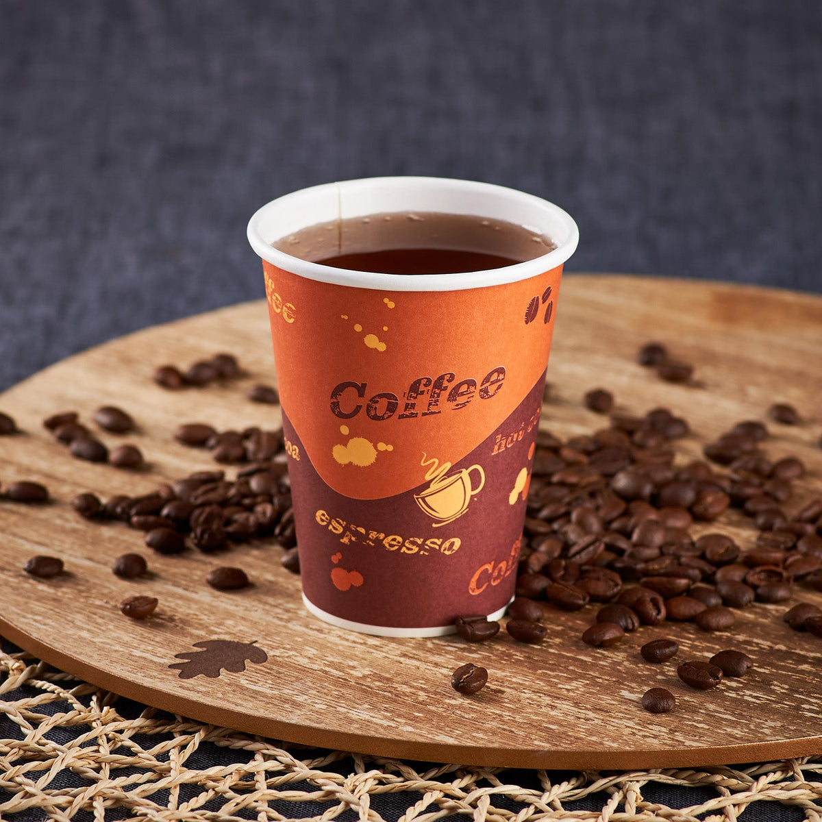 [1,000 ct] 8 oz Paper Coffee Cups | Coffee Print | 80 mm