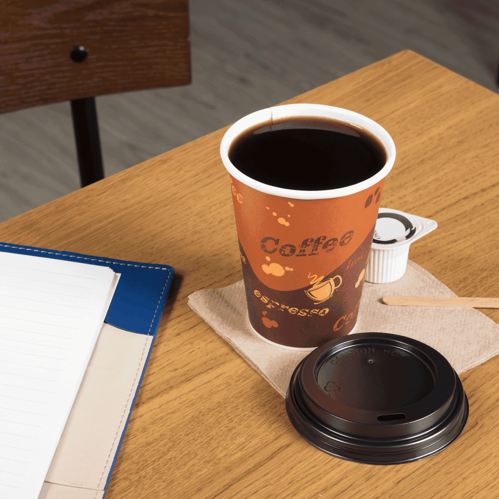 [1,000 ct] 8 oz Paper Coffee Cups | Coffee Print | 80 mm