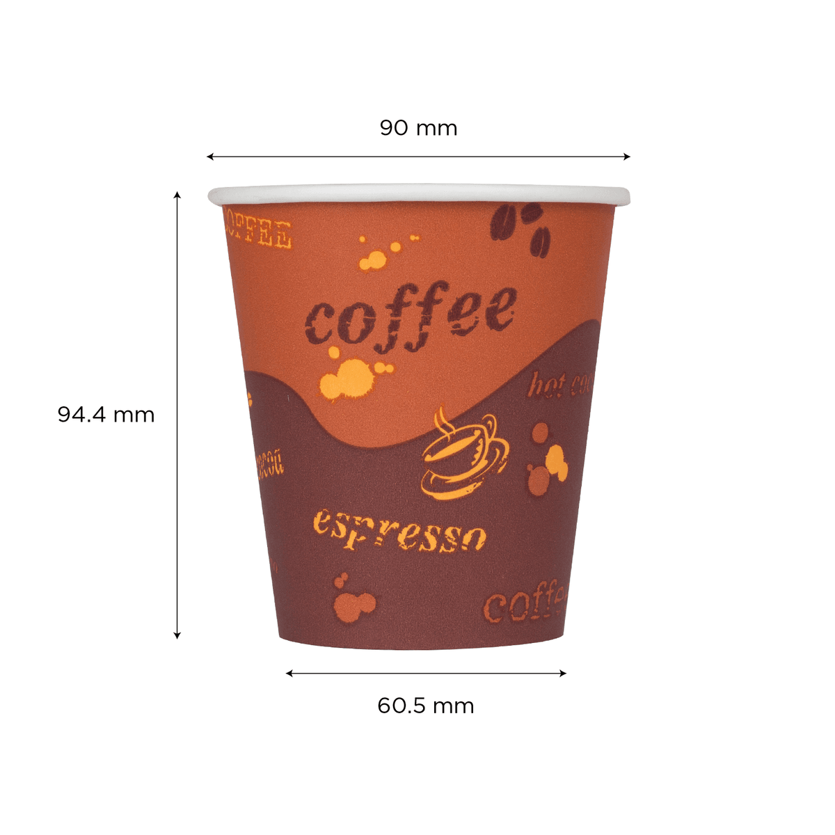 [1,000 ct] 10 oz Paper Coffee Cups | Coffee Print | 90 mm
