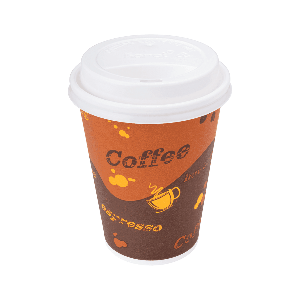 [1,000 ct] 12 oz Paper Coffee Cups | Coffee Print | 90 mm