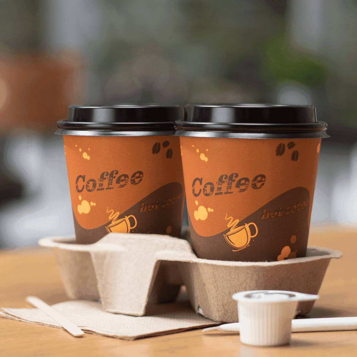 [1,000 ct] 12 oz Paper Coffee Cups | Coffee Print | 90 mm