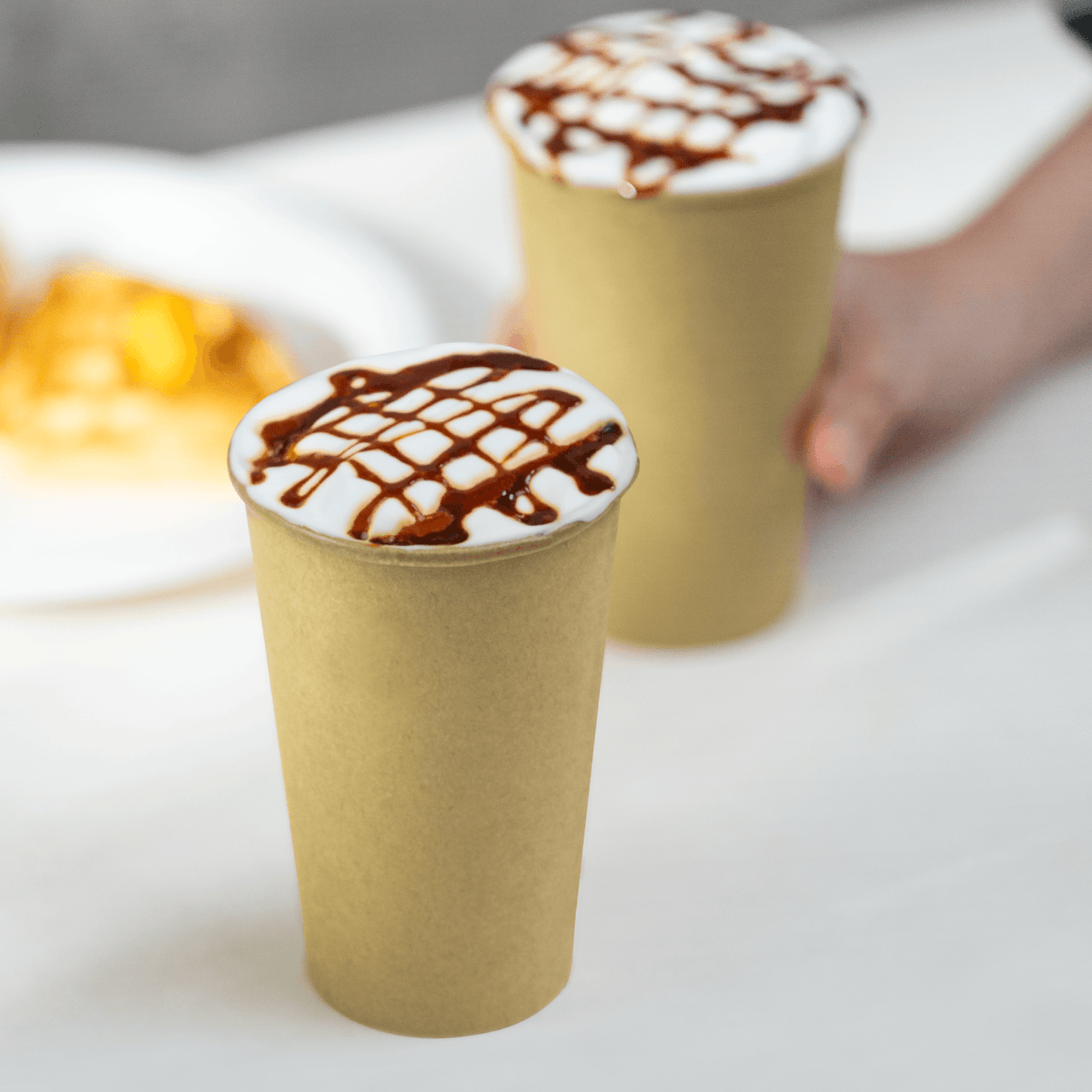 [1,000 ct] 16 oz Paper Coffee Cups | Kraft | 90 mm