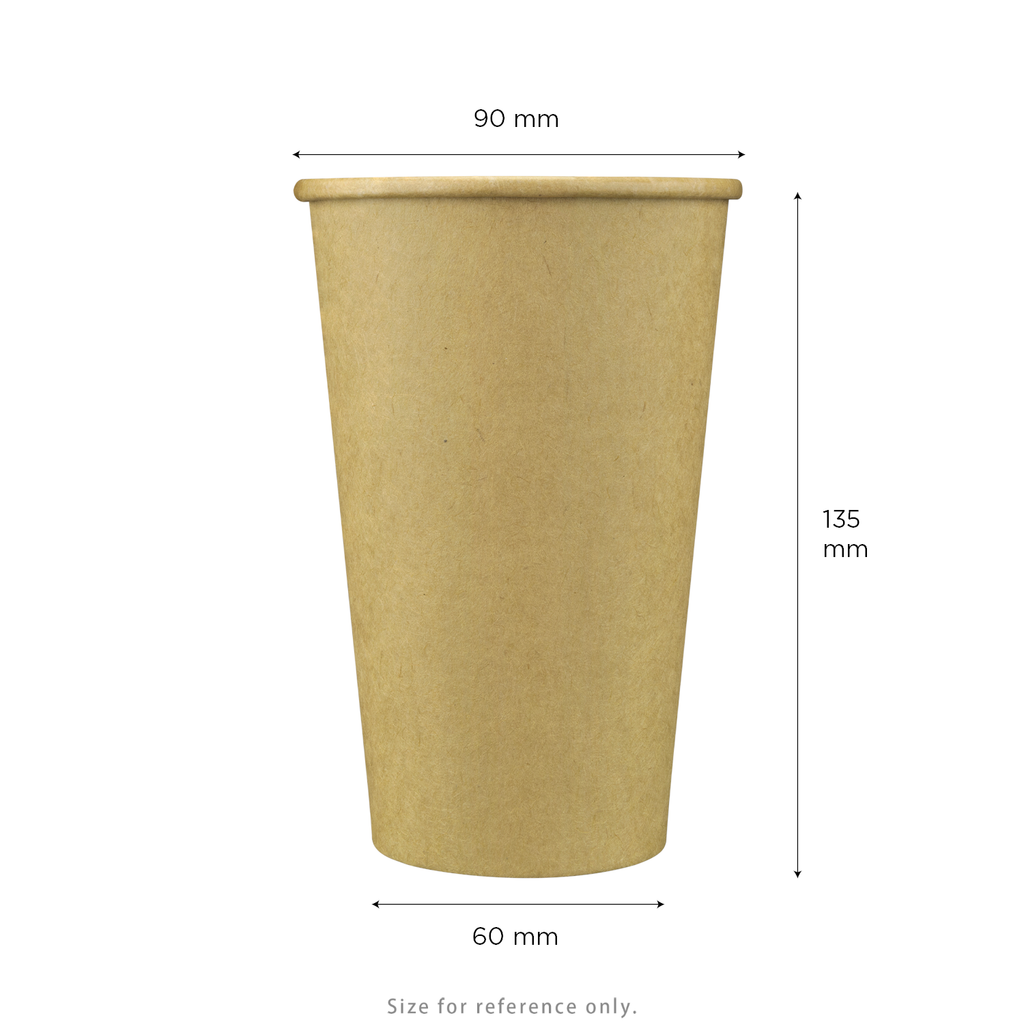 [1,000 ct] 16 oz Paper Coffee Cups | Kraft | 90 mm