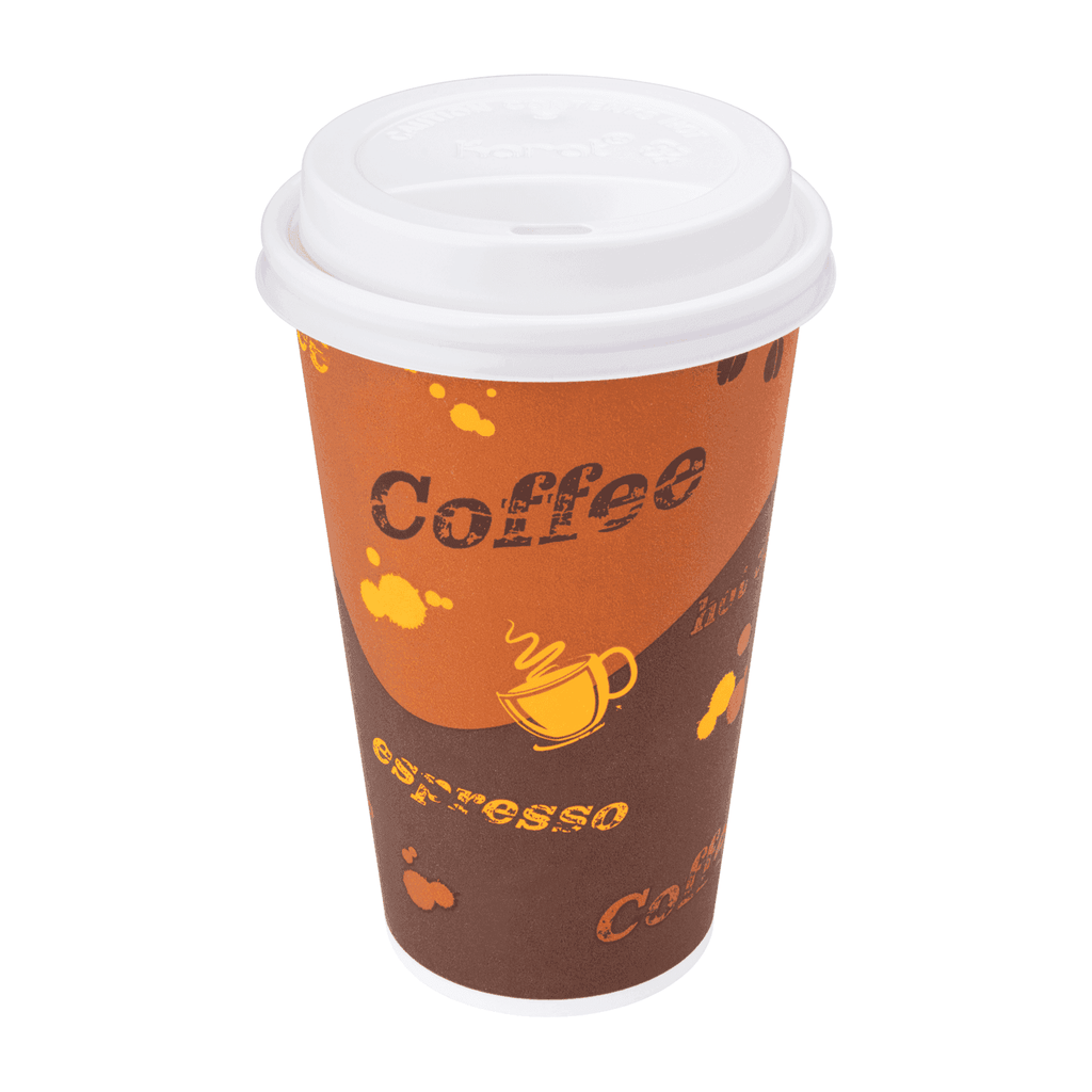 [1,000 ct] 16 oz Paper Coffee Cups | Coffee Print | 90 mm