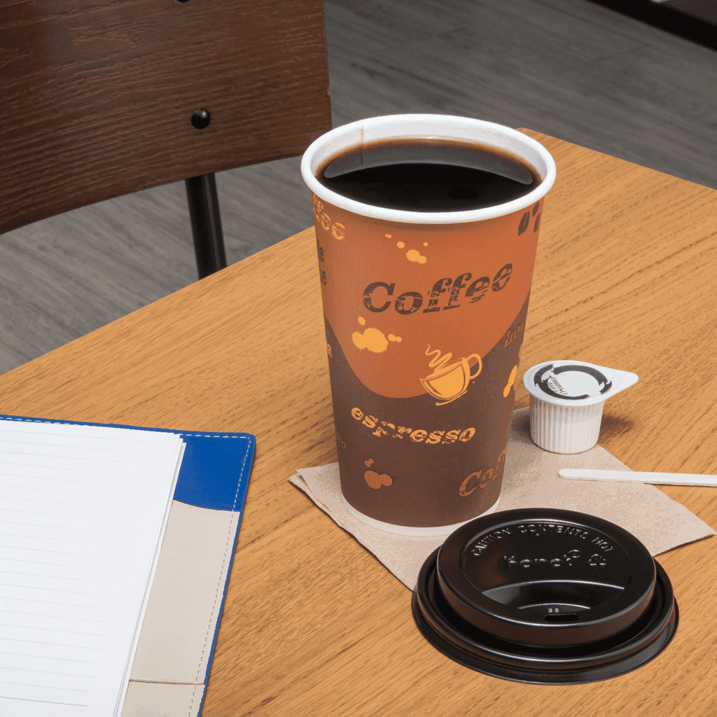 [1,000 ct] 16 oz Paper Coffee Cups | Coffee Print | 90 mm