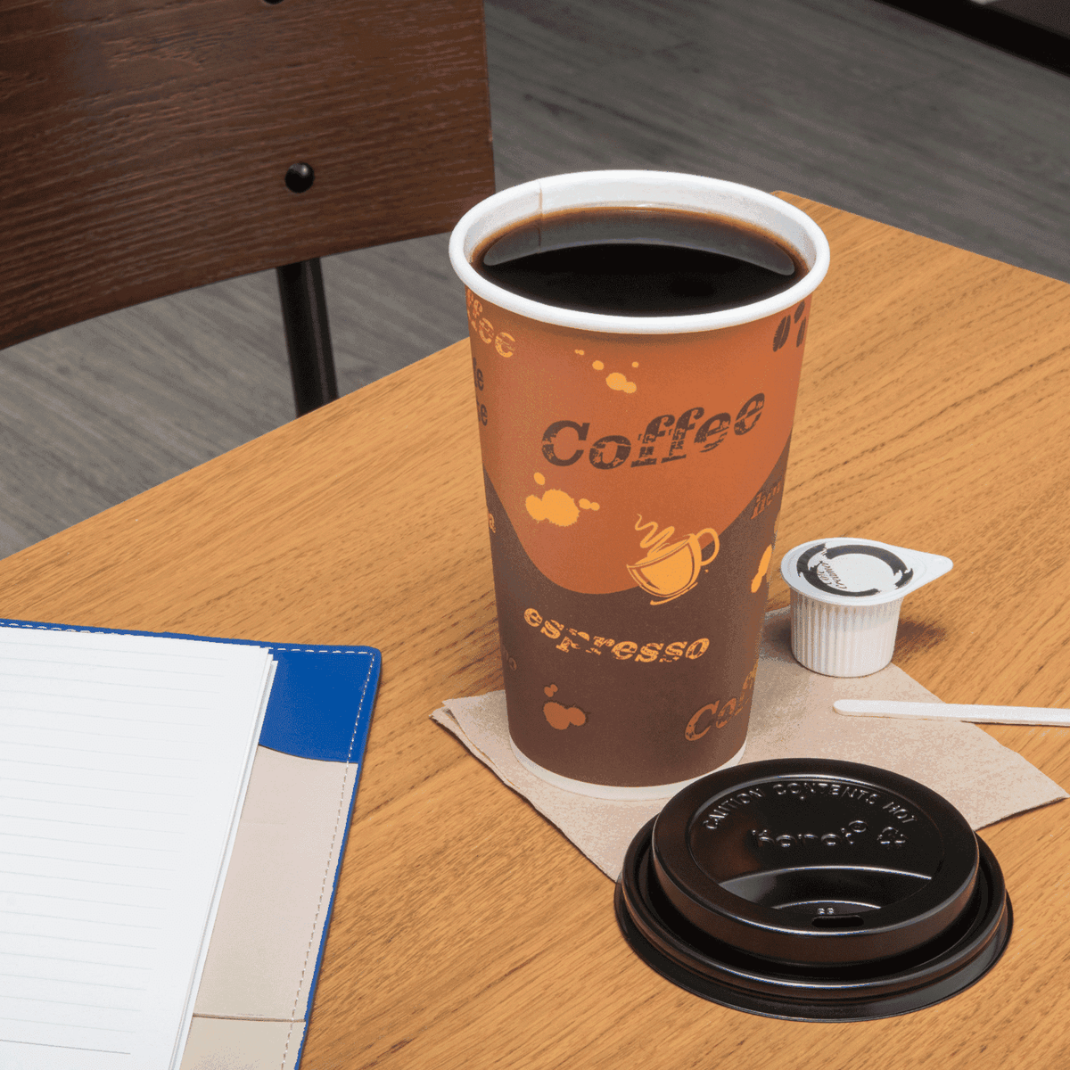 [1,000 ct] 16 oz Paper Coffee Cups | Coffee Print | 90 mm