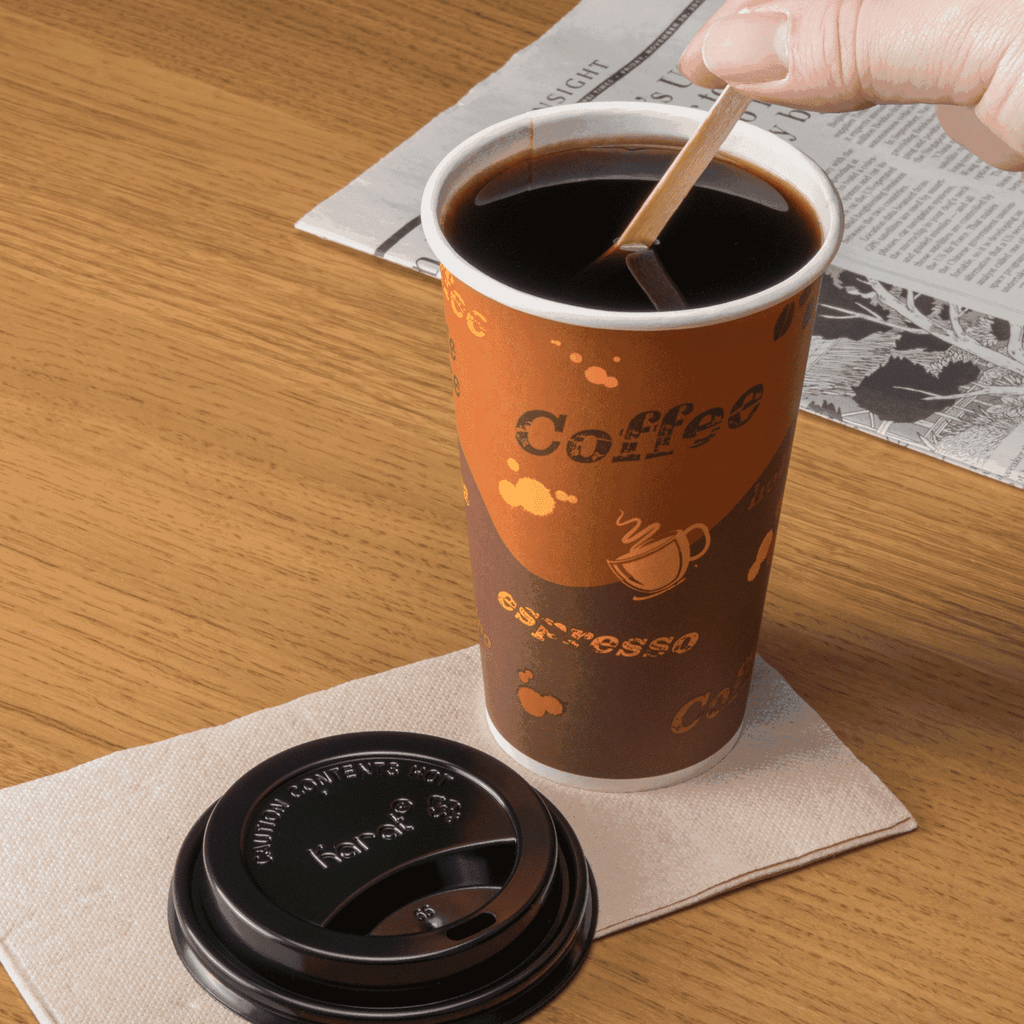 [1,000 ct] 16 oz Paper Coffee Cups | Coffee Print | 90 mm