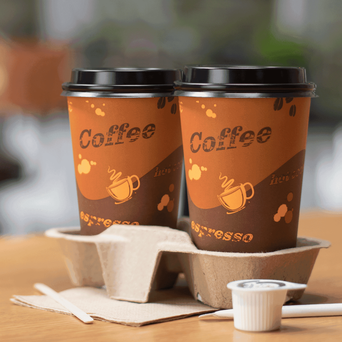 [1,000 ct] 16 oz Paper Coffee Cups | Coffee Print | 90 mm