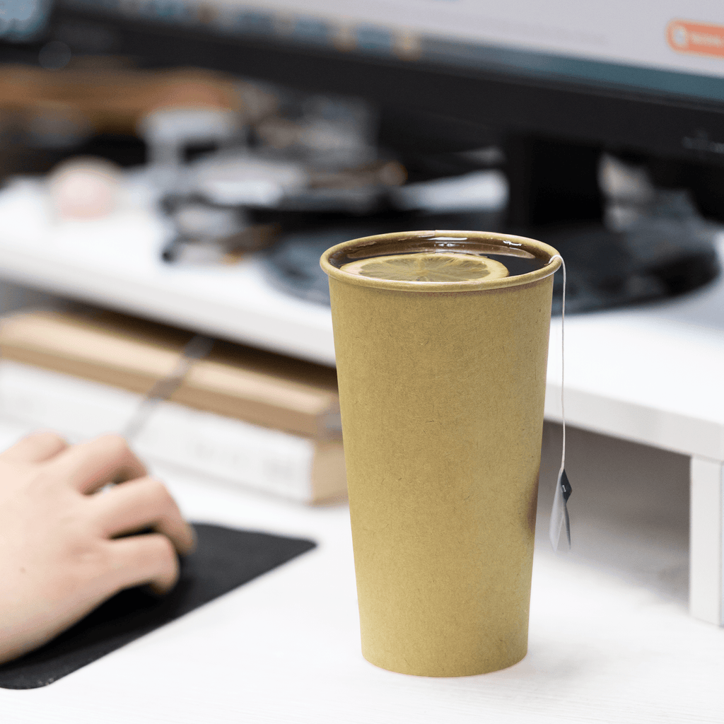 [600 ct] 20 oz Paper Coffee Cups | Kraft | 90 mm