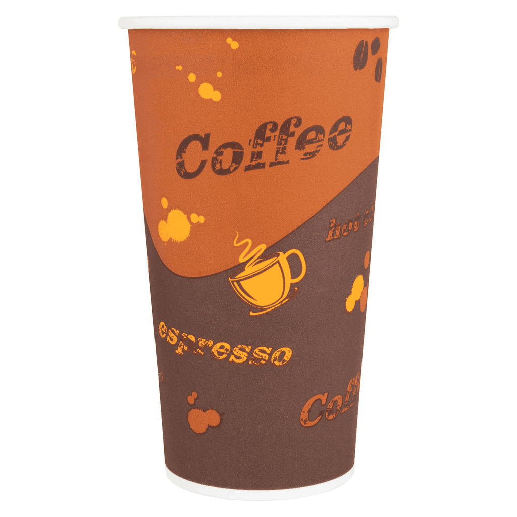 [600 ct] 20 oz Paper Coffee Cups | Coffee Print | 90 mm