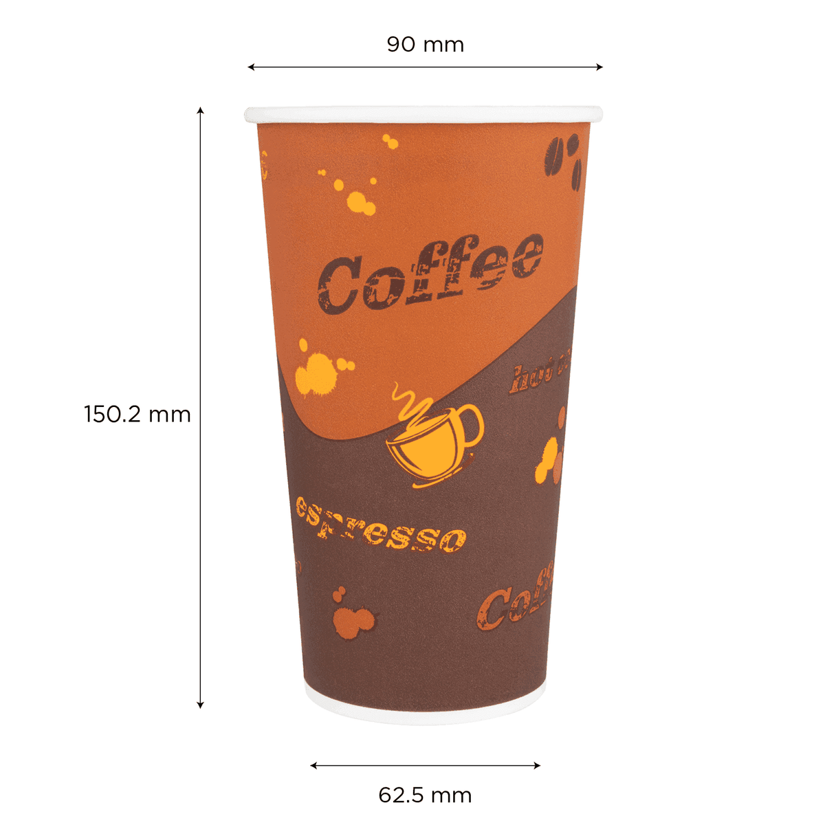 [600 ct] 20 oz Paper Coffee Cups | Coffee Print | 90 mm