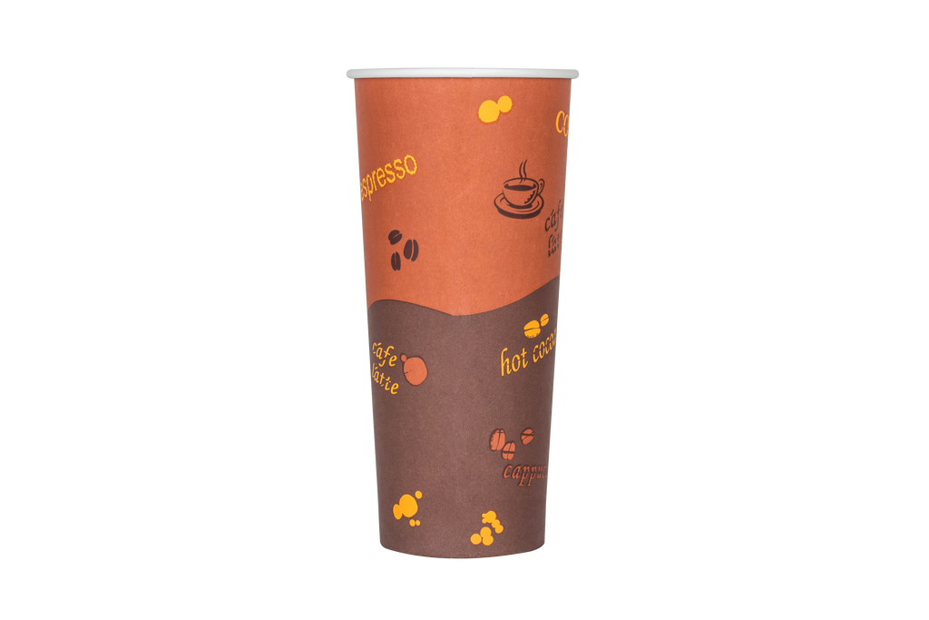 [500 ct] 24 oz Paper Coffee Cups | Coffee Print | 90 mm