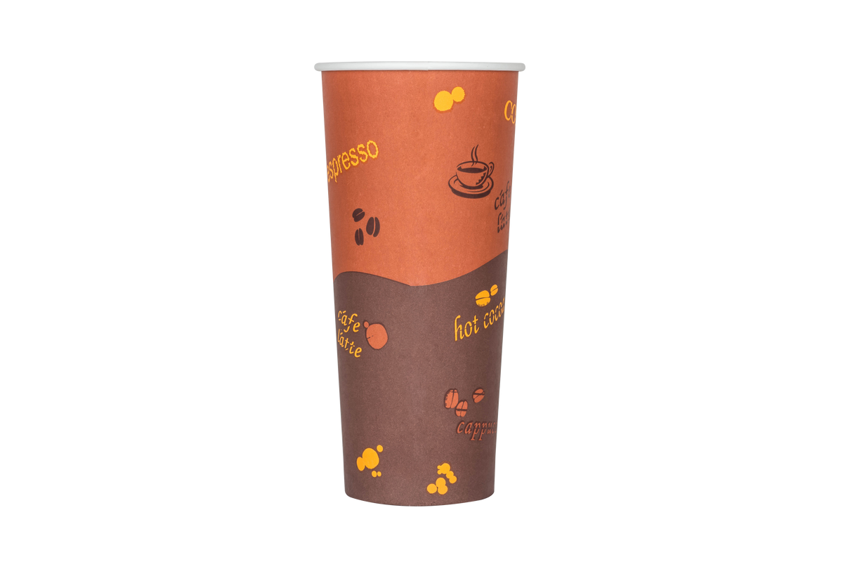 [500 ct] 24 oz Paper Coffee Cups | Coffee Print | 90 mm