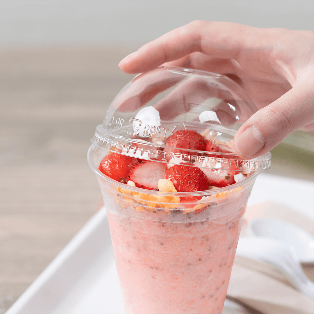 [1,000 ct] Plastic Cup Dome Lids | 98 mm | RPET | Clear