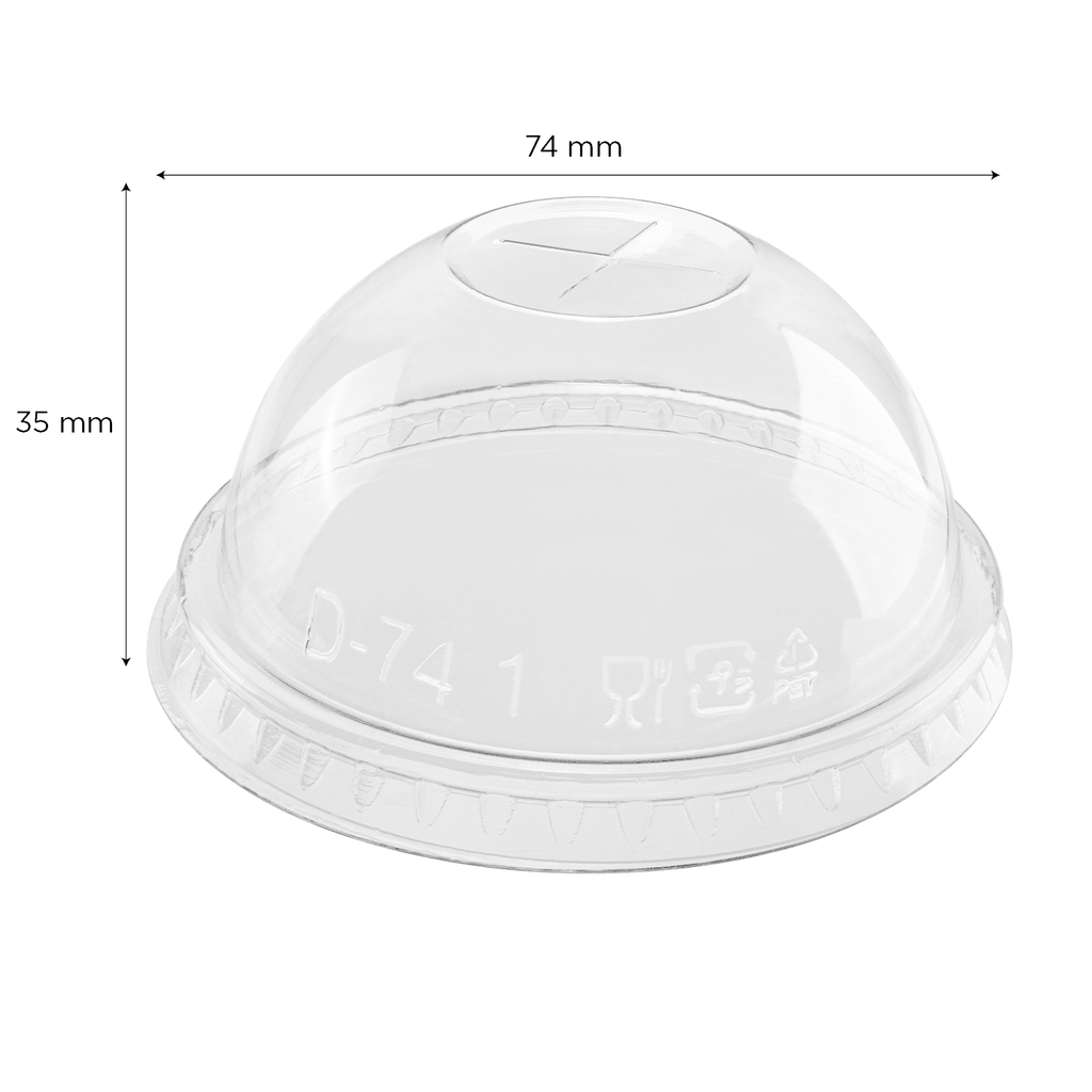 [1,000 ct] 7 oz Plastic Dome Cup Lids | PET | 74 mm