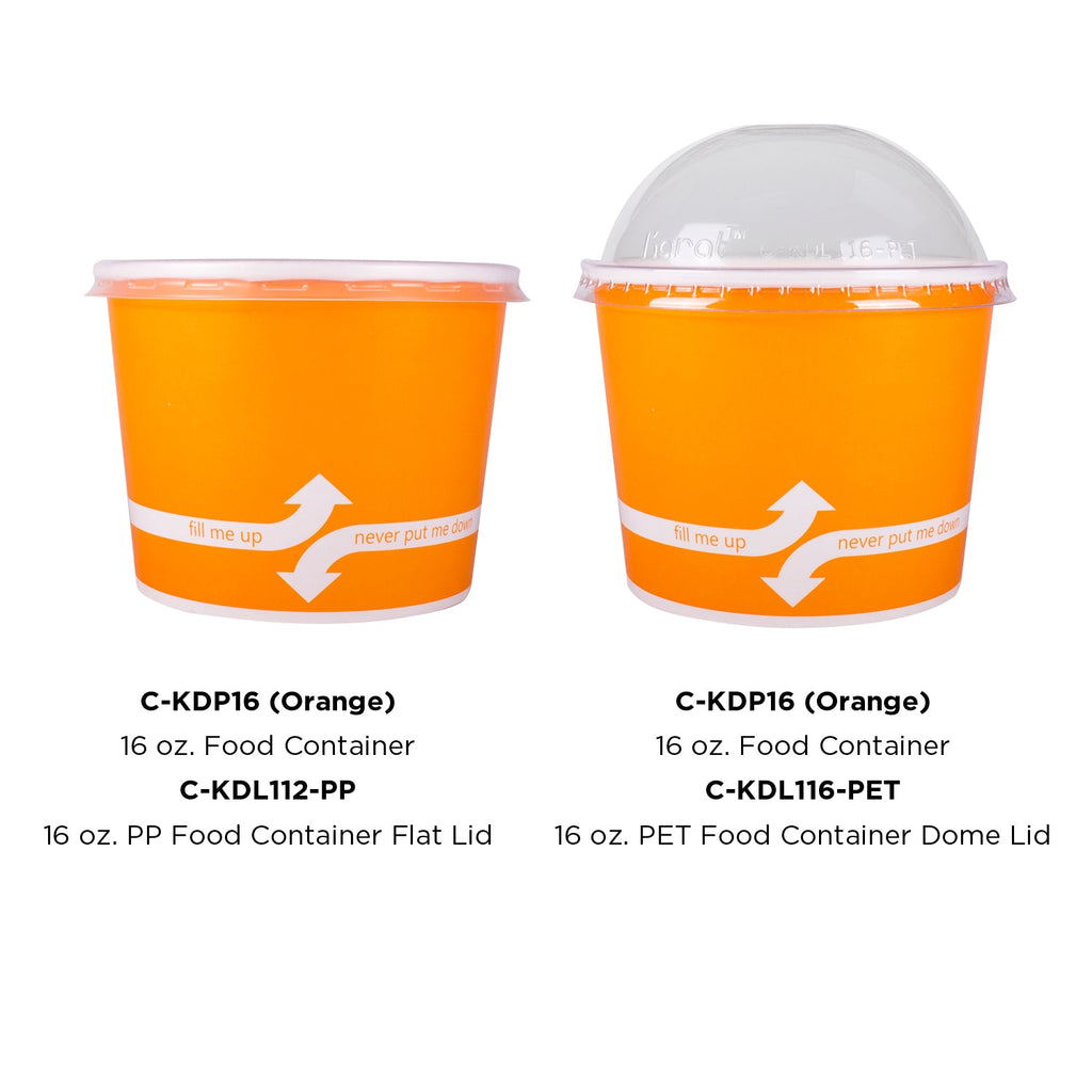 [1,000 ct] 16 oz Paper Food Containers | 112 mm | Orange