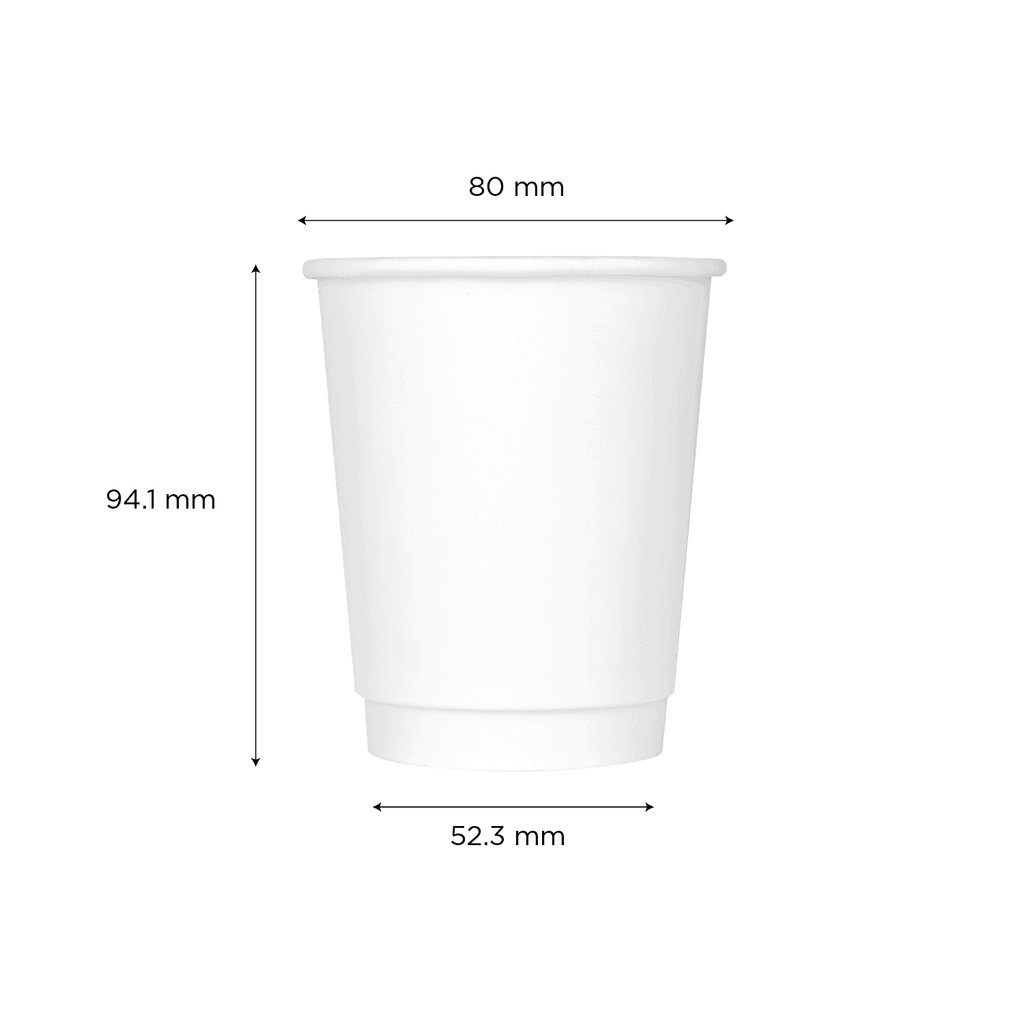 [500 ct] 8 oz Paper Coffee Cups | Insulated | 80 mm | White