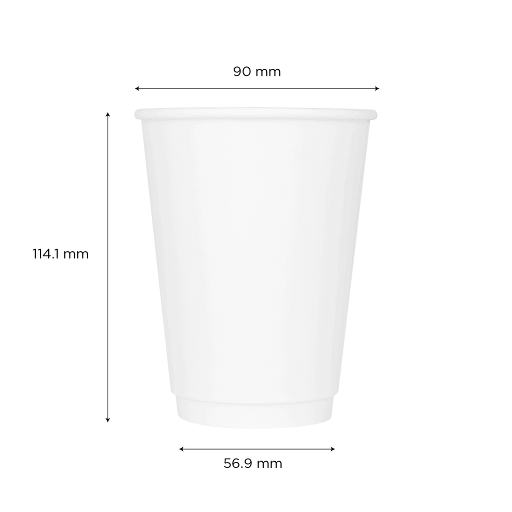 [500 ct] 12 oz Paper Coffee Cups | Insulated | 90 mm | White